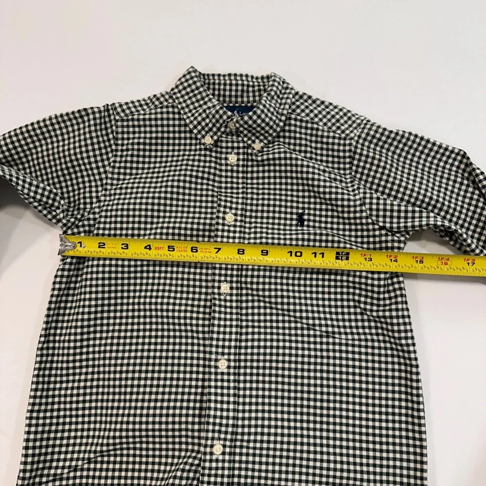 Ralph Lauren Gingham Button Down Shirt‎ Kids Size 6 Navy Blue White | Preppy